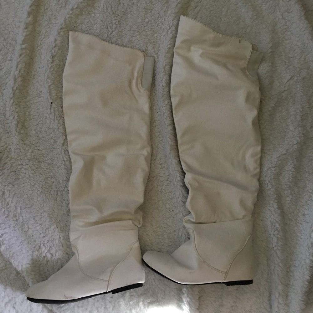 Size 7 white thigh high boots